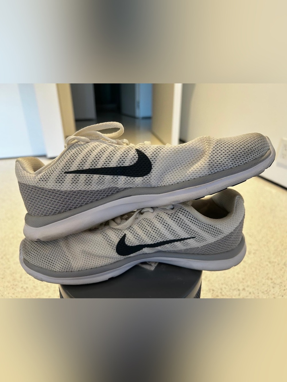 Nike Women's White Mesh Running Shoes with Black Swoosh